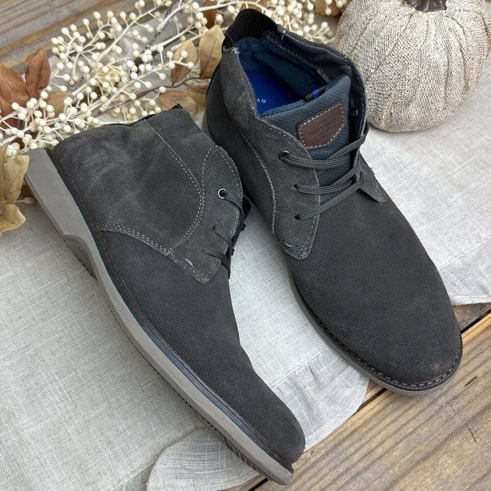 Nunn Bush Otto Plain Toe Chukka Boot Dress Shoes Gray